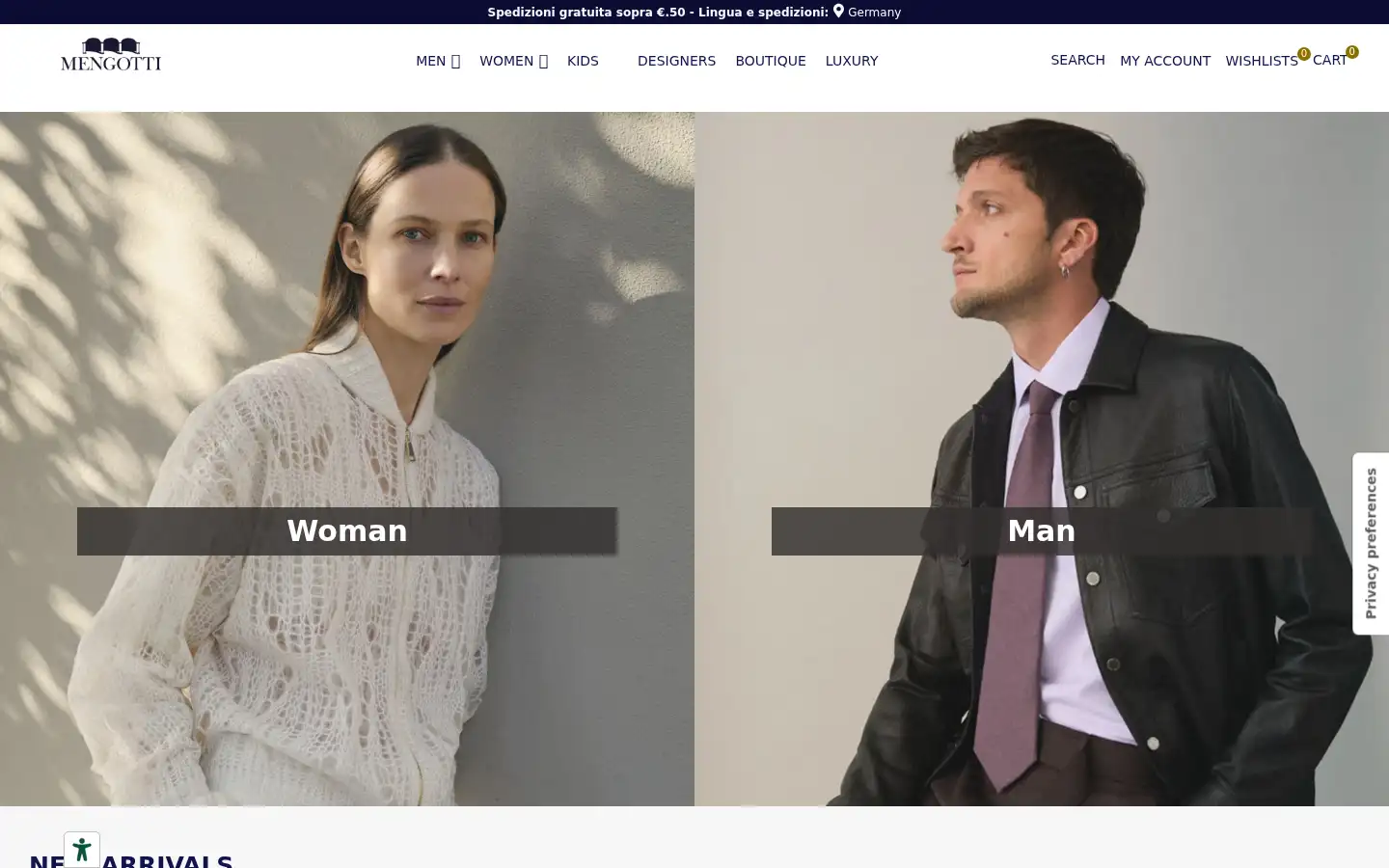 Screenshot of mengotti-online.com