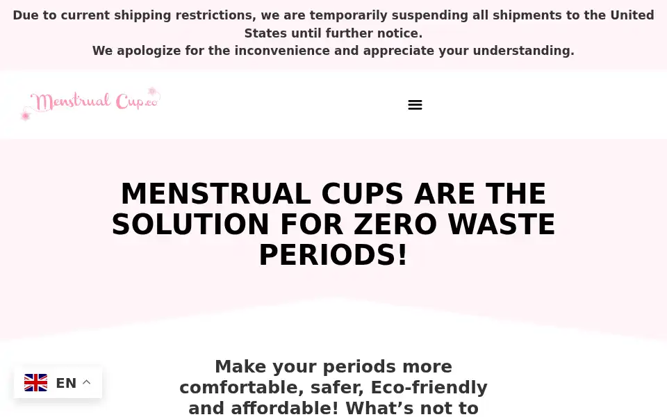 Screenshot of menstrualcup.co