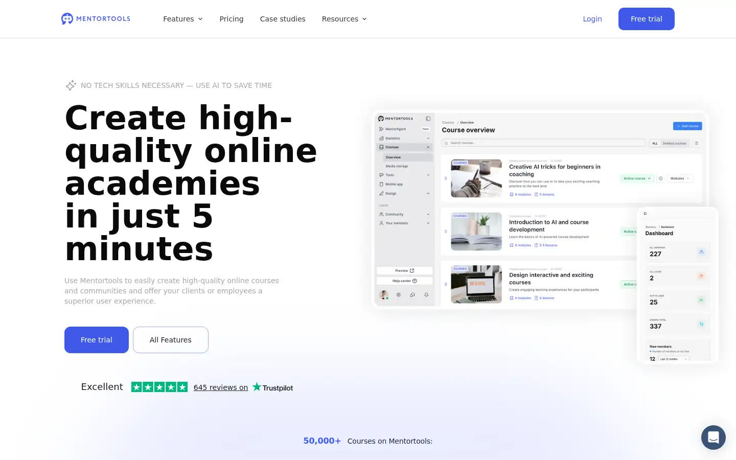 Screenshot of mentortools.com