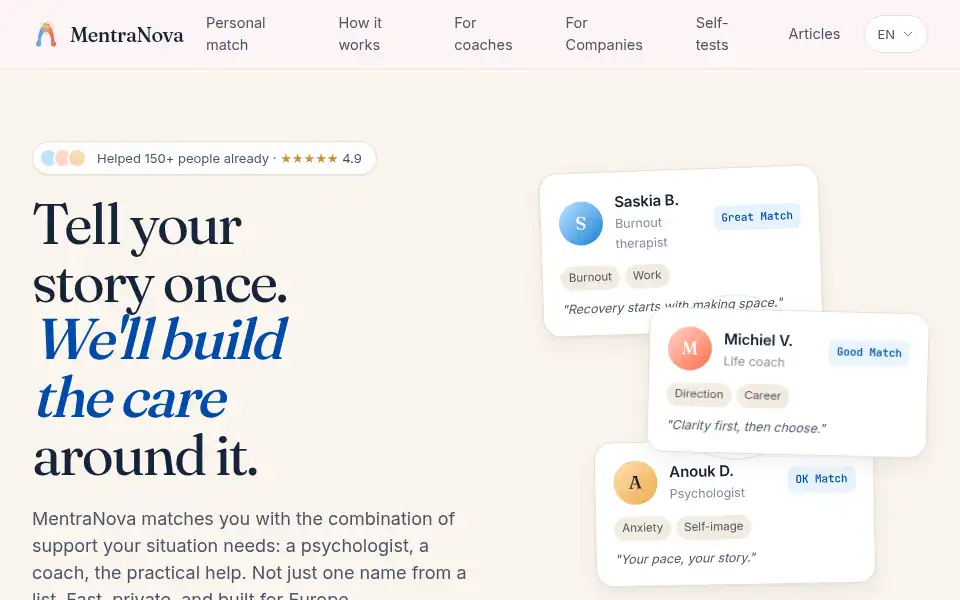 Screenshot of mentranova.com