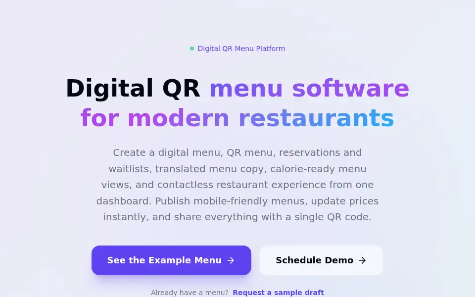 Screenshot of menulook.io