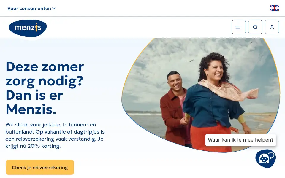 Screenshot of menzis.nl