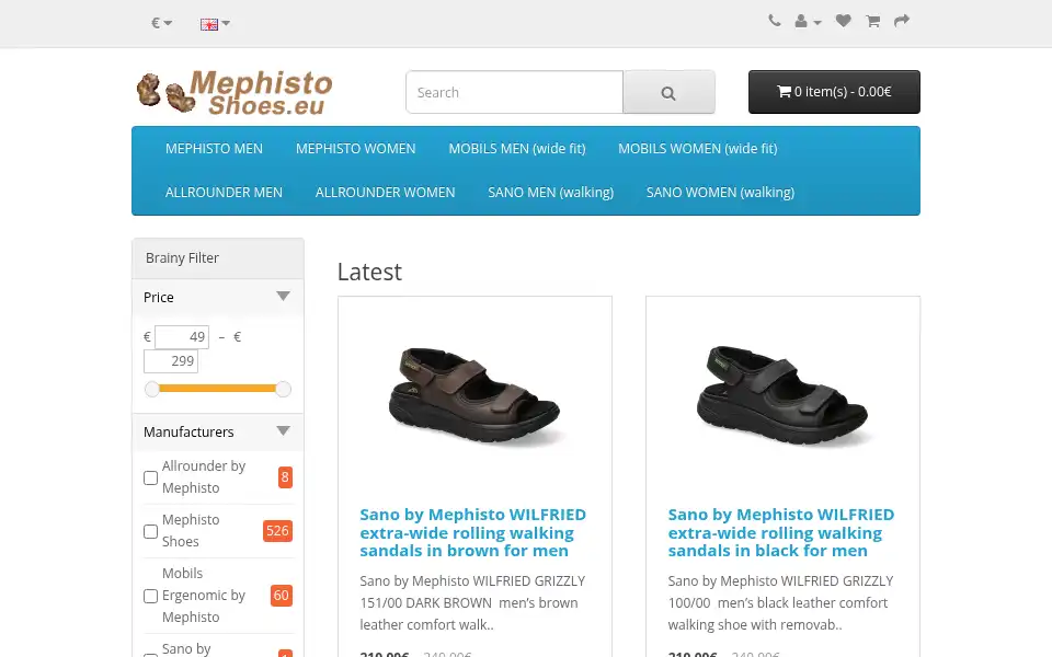 Screenshot of mephistoshoes.eu