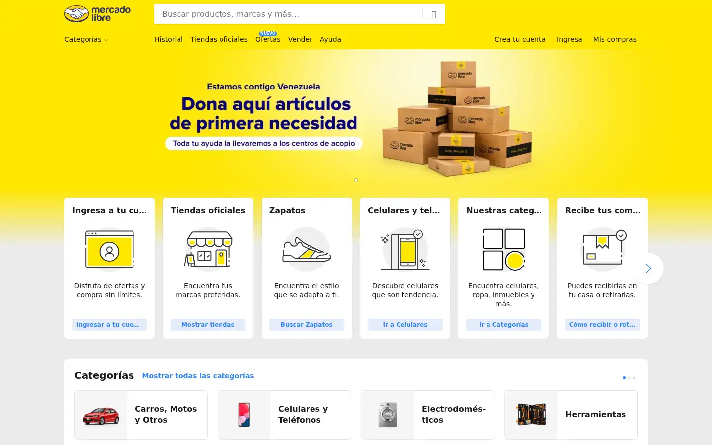 Screenshot of mercadolibre.com.ve