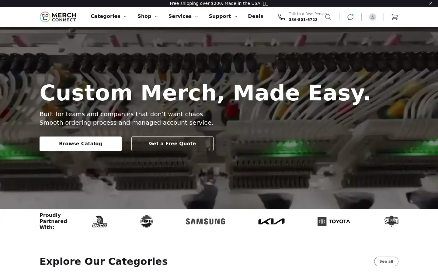 Screenshot of merchconnect.com