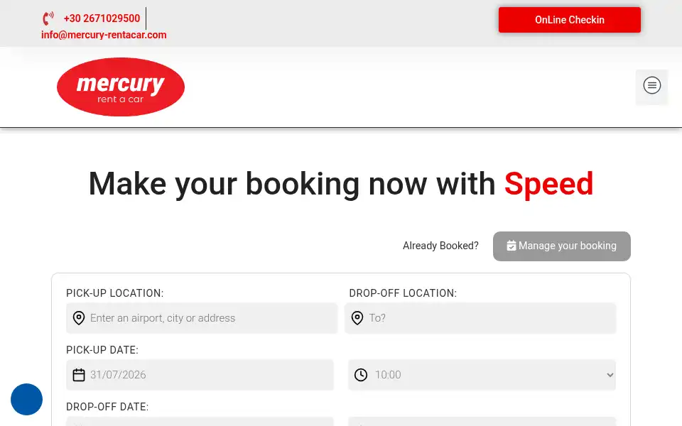 Screenshot of mercury-rentacar.com