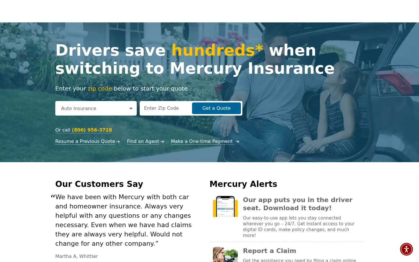 Screenshot of mercuryinsurance.com
