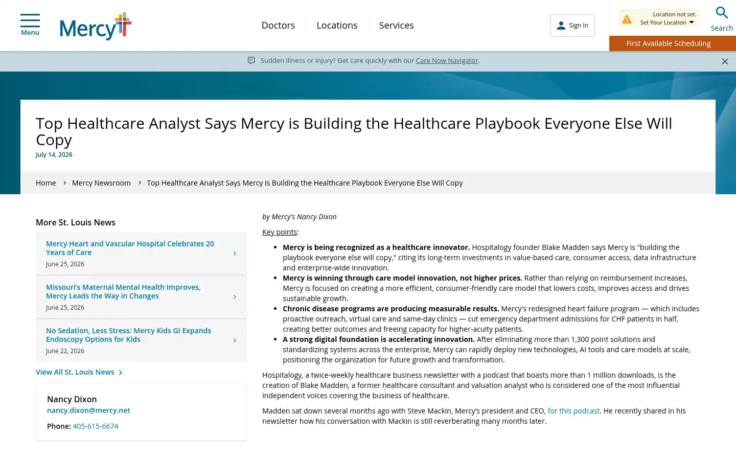 Screenshot of mercy.net