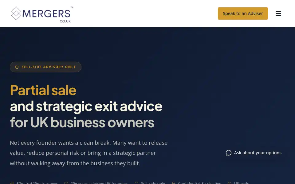 Screenshot of mergers.co.uk