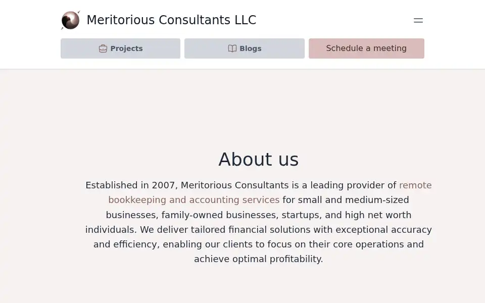 Screenshot of meritoriousconsultants.com
