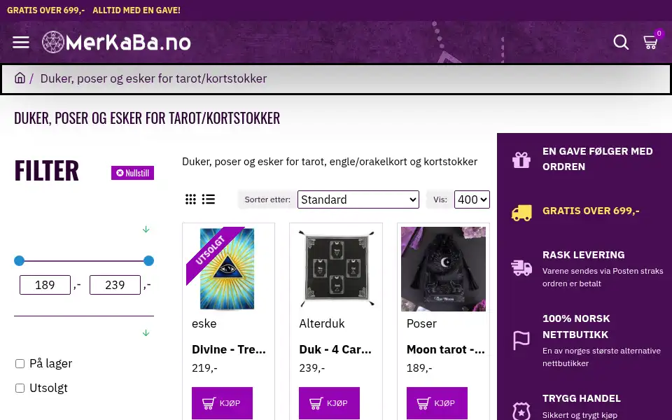 Screenshot of merkaba.no