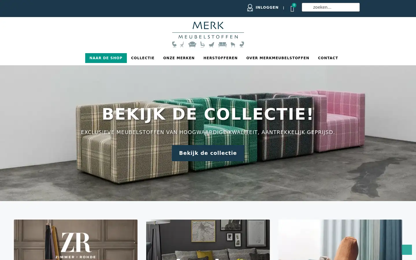 Screenshot of merkmeubelstoffen.nl