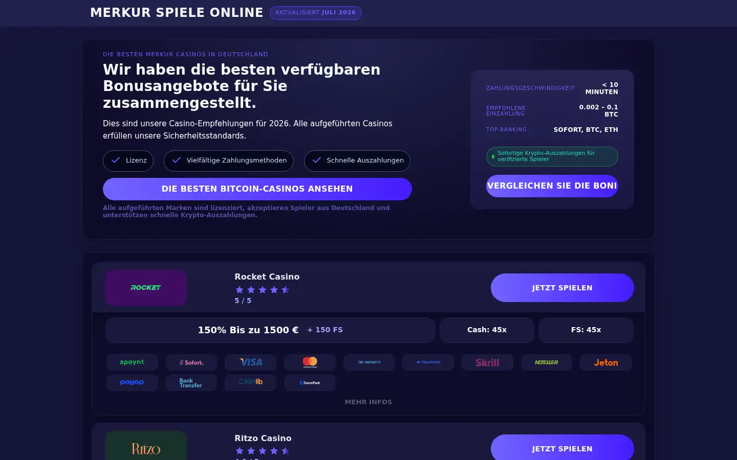 Screenshot of merkurspiele.online