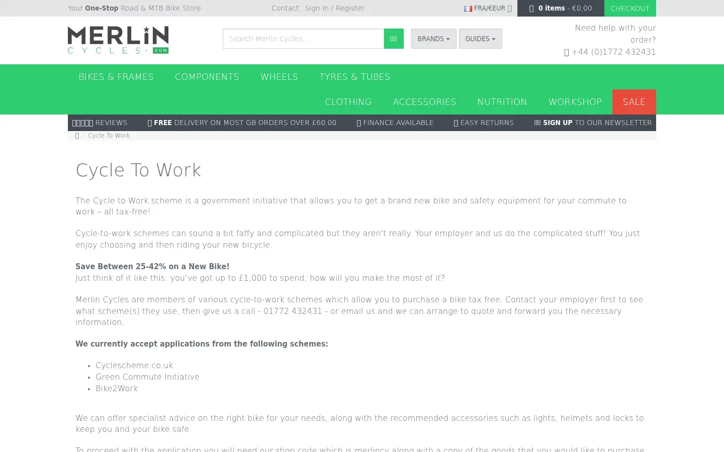 Screenshot of merlincycles.com