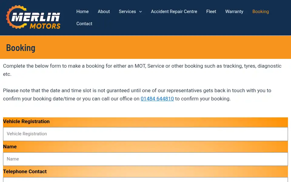 Screenshot of merlinmotors.co.uk