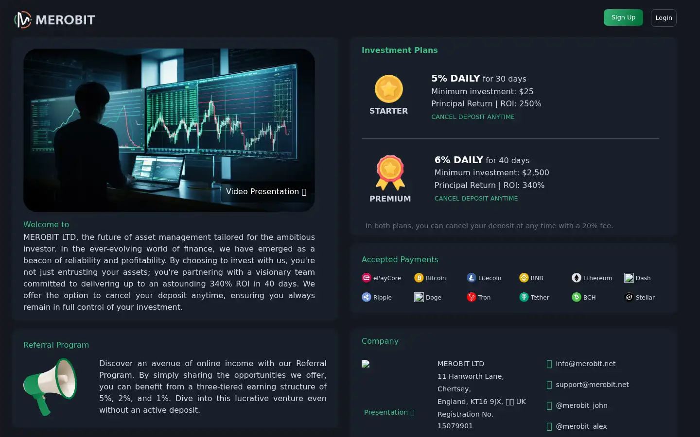 Screenshot of merobit.net