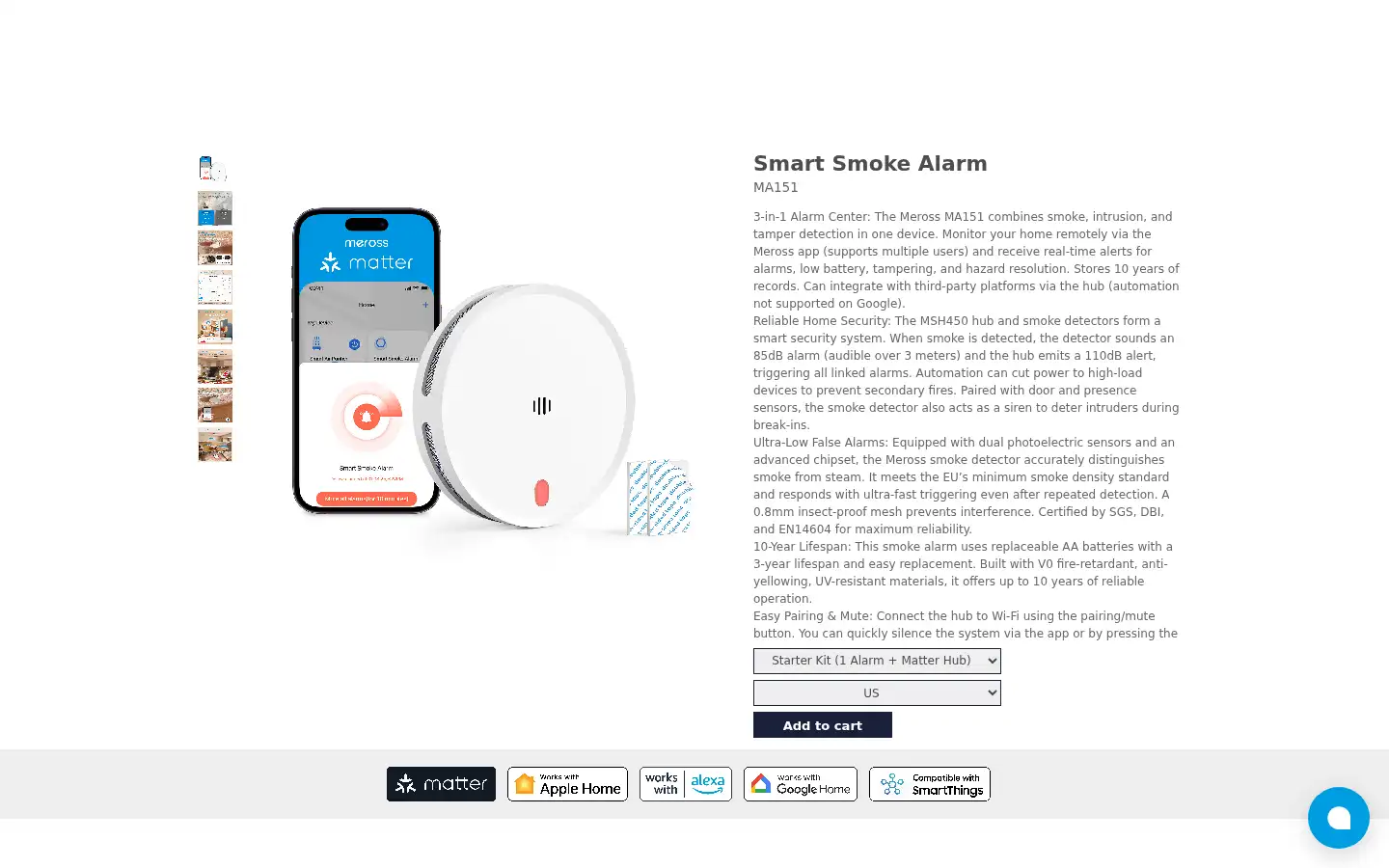 Screenshot of meross.com