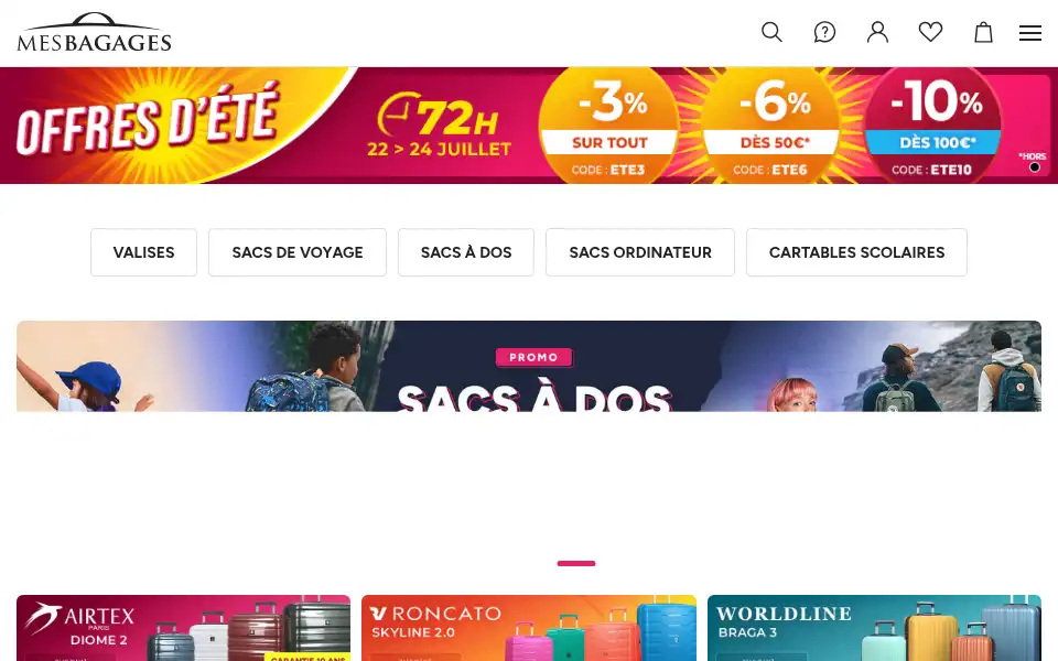 Screenshot of mesbagages.com