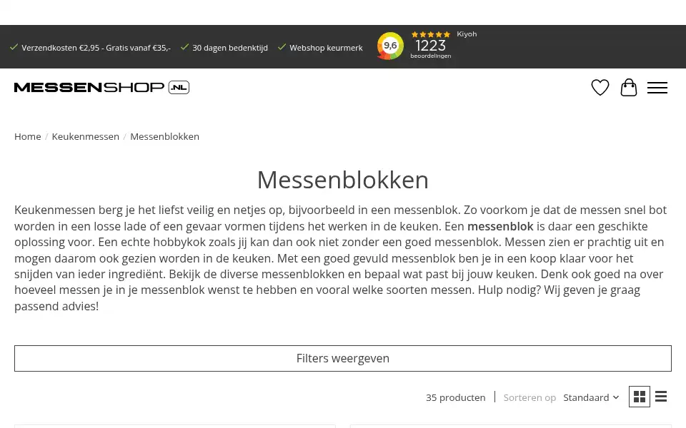 Screenshot of messenshop.nl