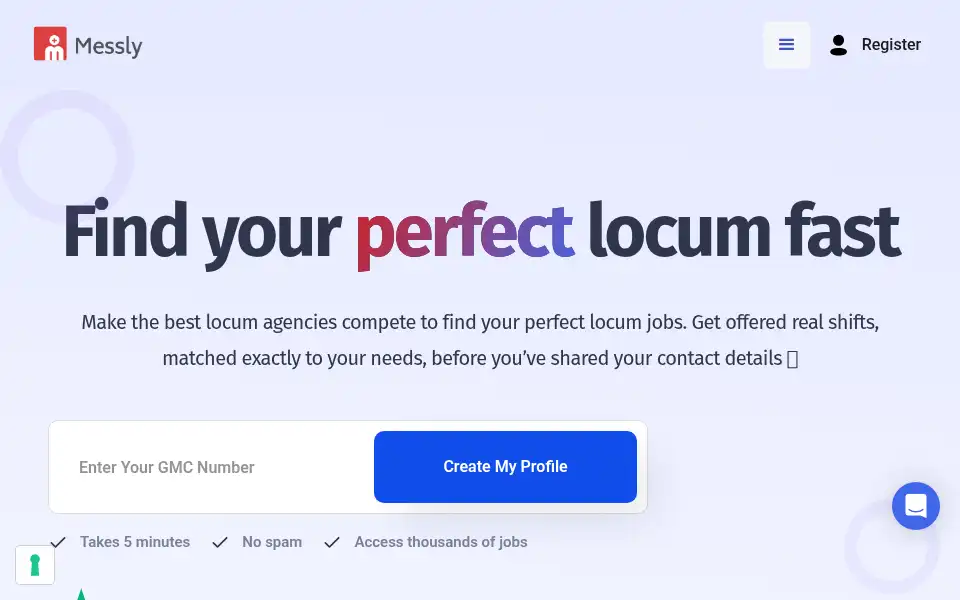 Screenshot of messly.com
