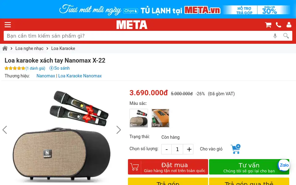 Screenshot of meta.vn