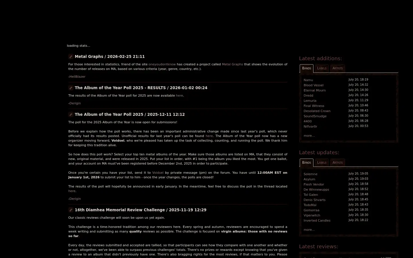 Screenshot of metal-archives.com