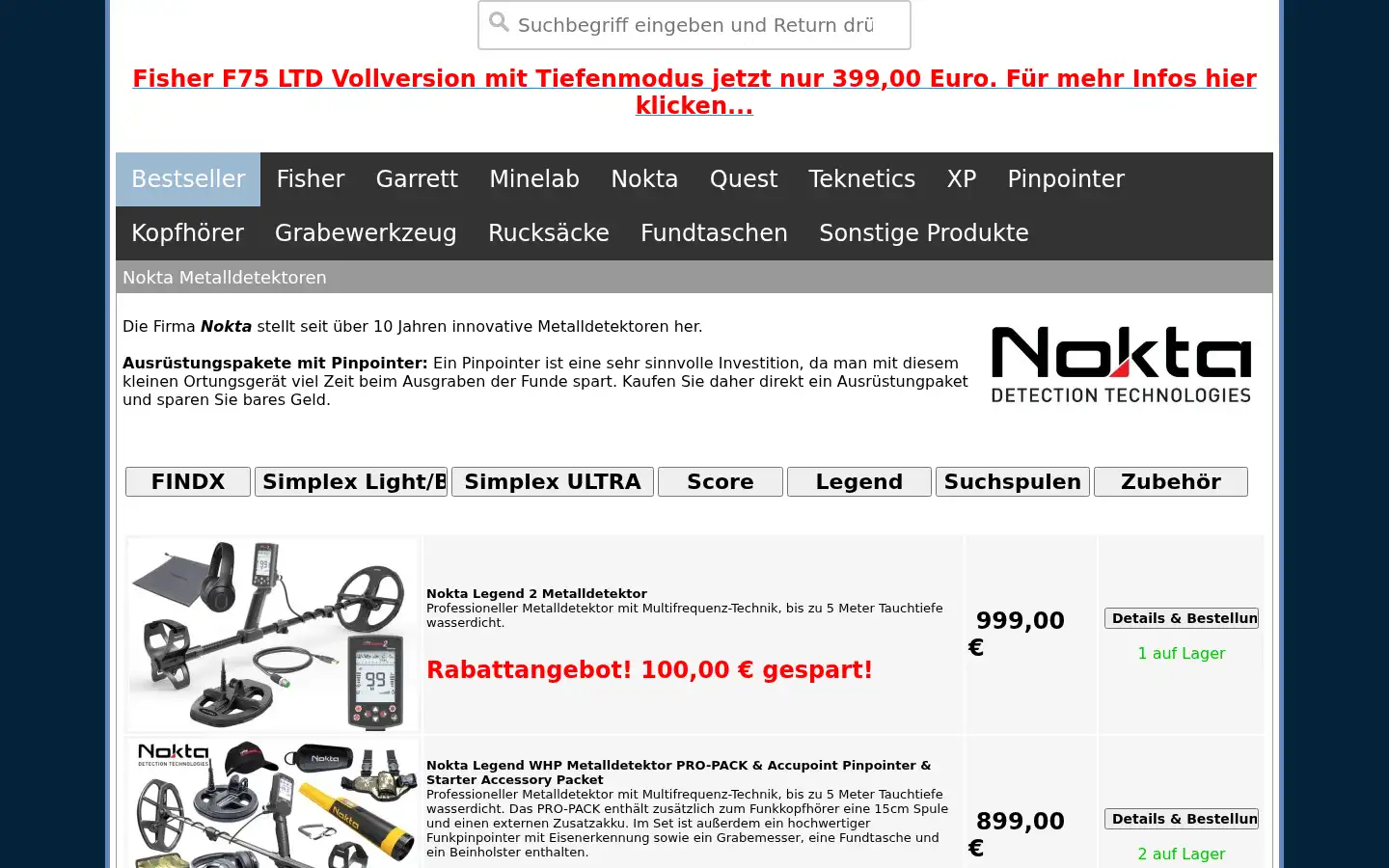 Screenshot of metallsonde.com