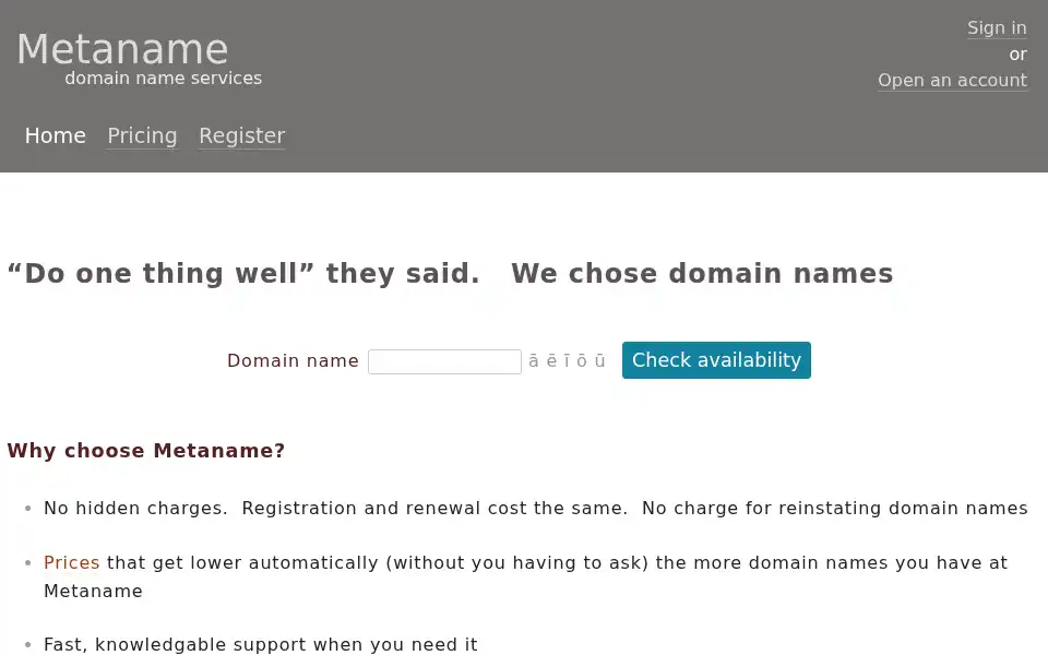 Screenshot of metaname.co.nz