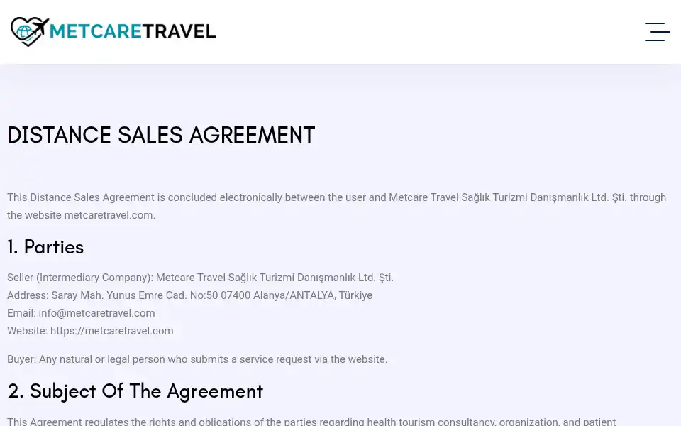 Screenshot of metcaretravel.com