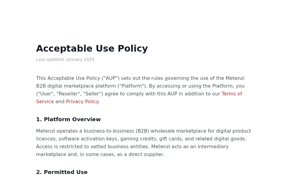 Screenshot of metenzi.com