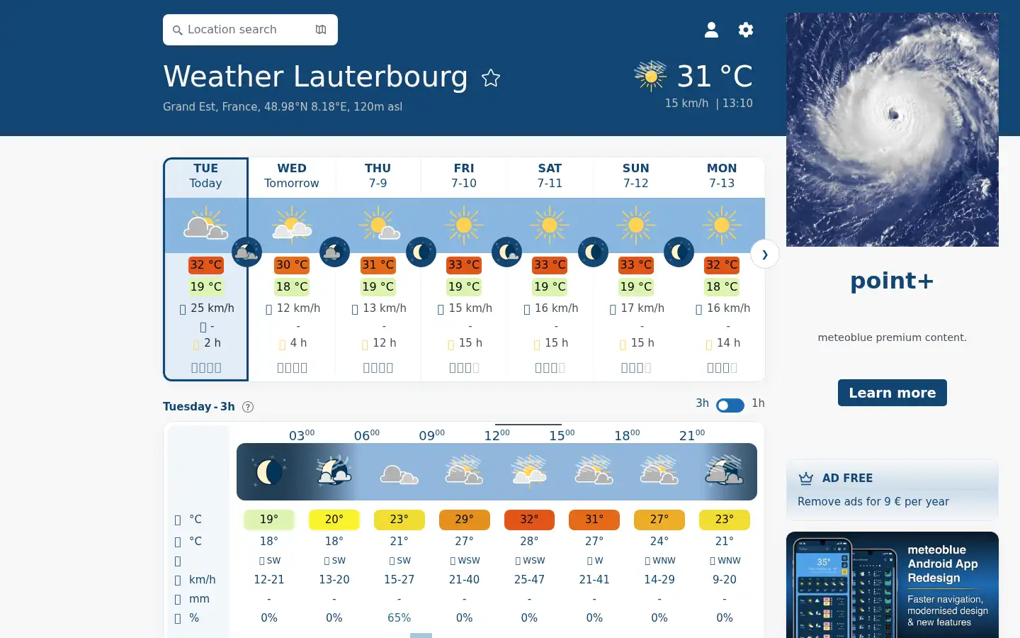 Screenshot of meteoblue.com