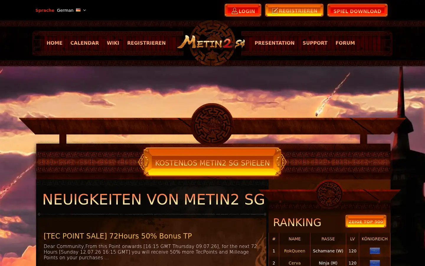 Screenshot of metin2sg.com