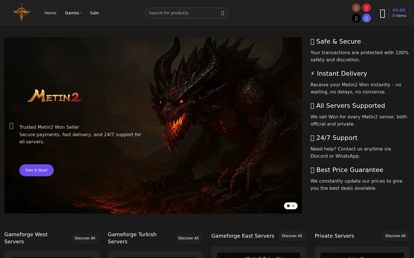 Screenshot of metin2won.net