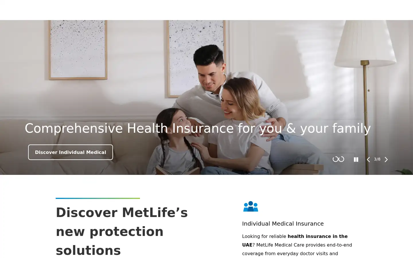 Screenshot of metlife.ae