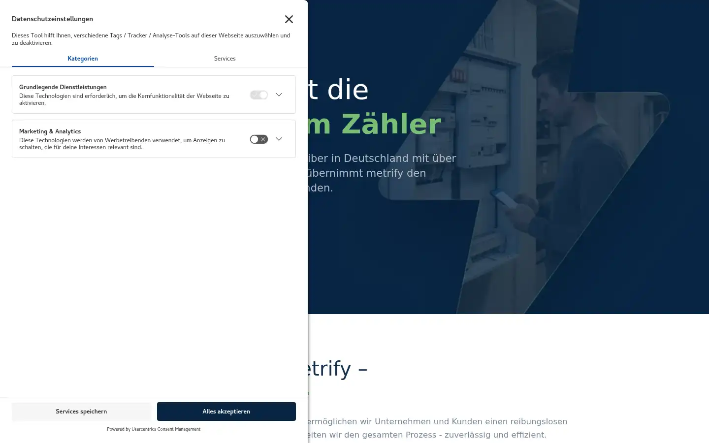 Screenshot of metrify.de