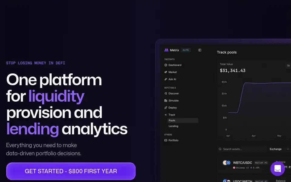Screenshot of metrix.finance