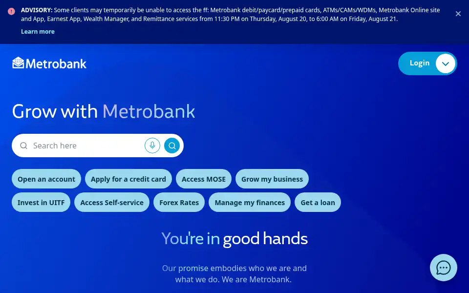 Screenshot of metrobank.com.ph