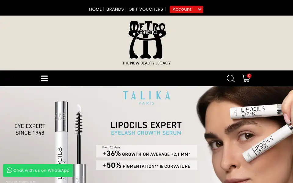 Screenshot of metrocosmetics.co.za