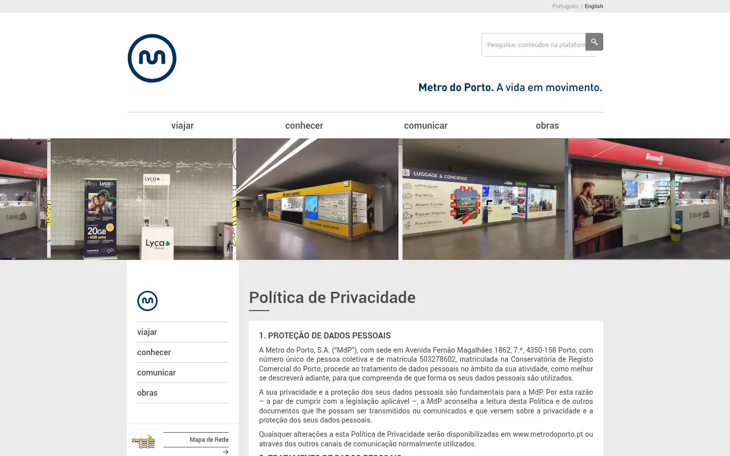 Screenshot of metrodoporto.pt