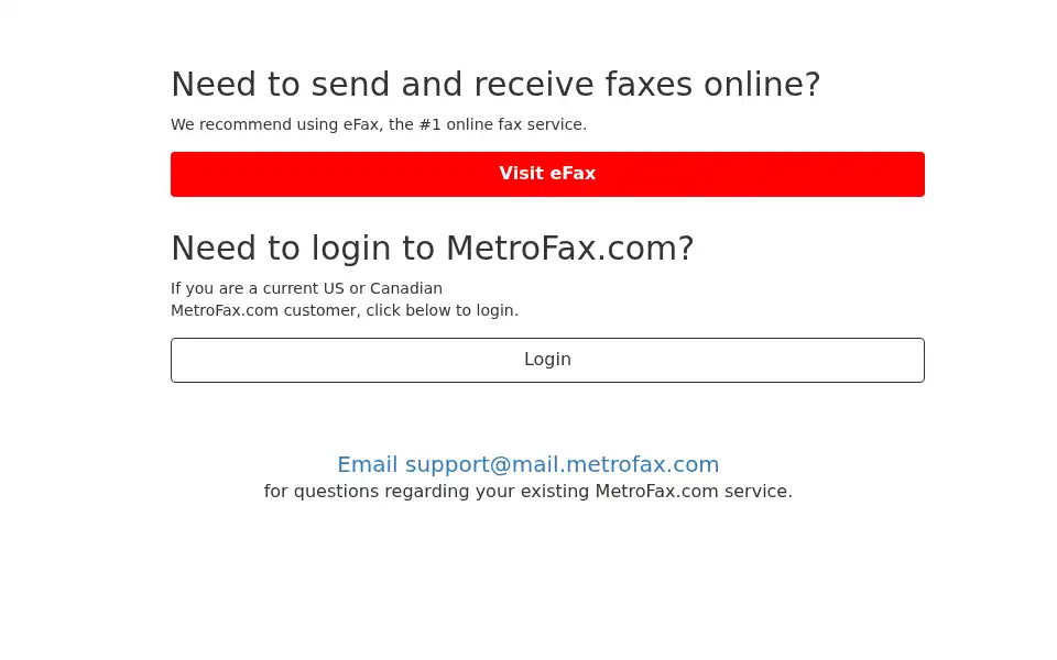 Screenshot of metrofax.com