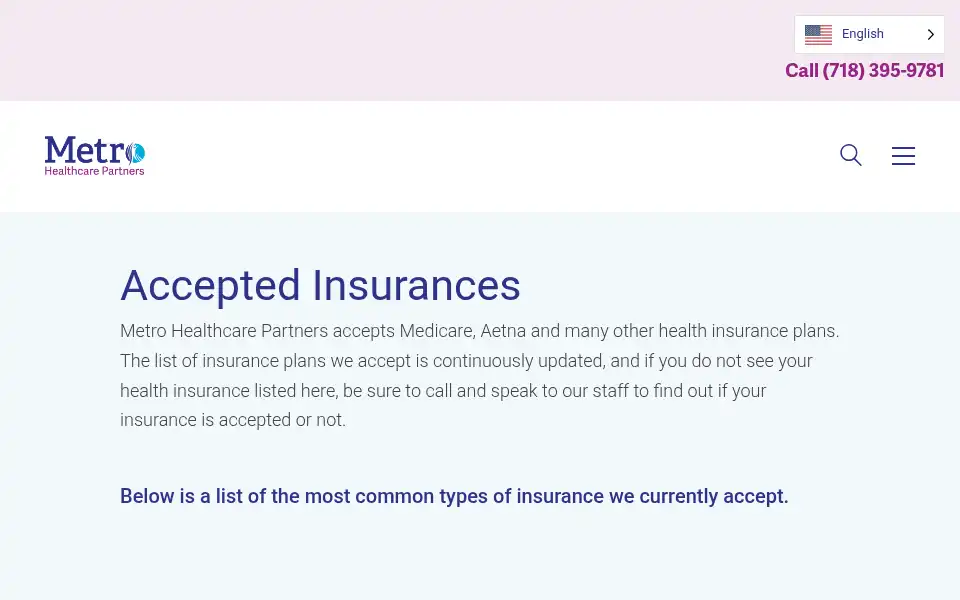 Screenshot of metrohealthnyc.com