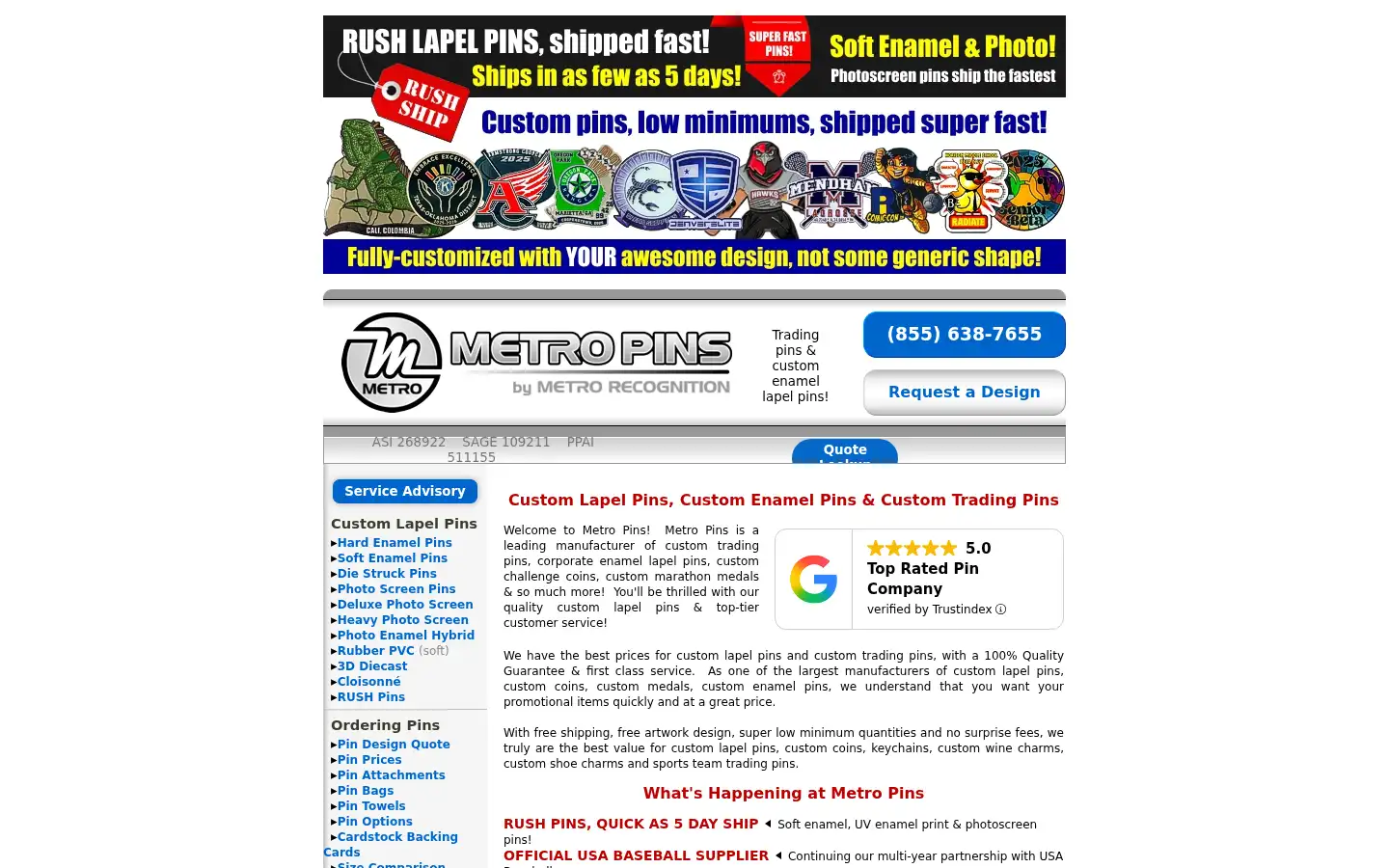 Screenshot of metropins.com