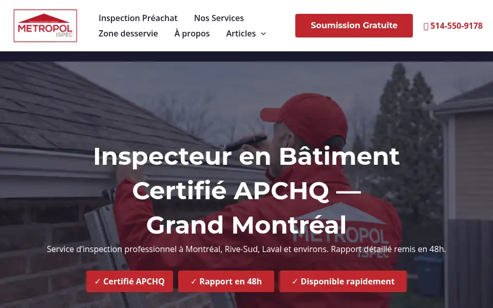 Screenshot of metropolispec.ca