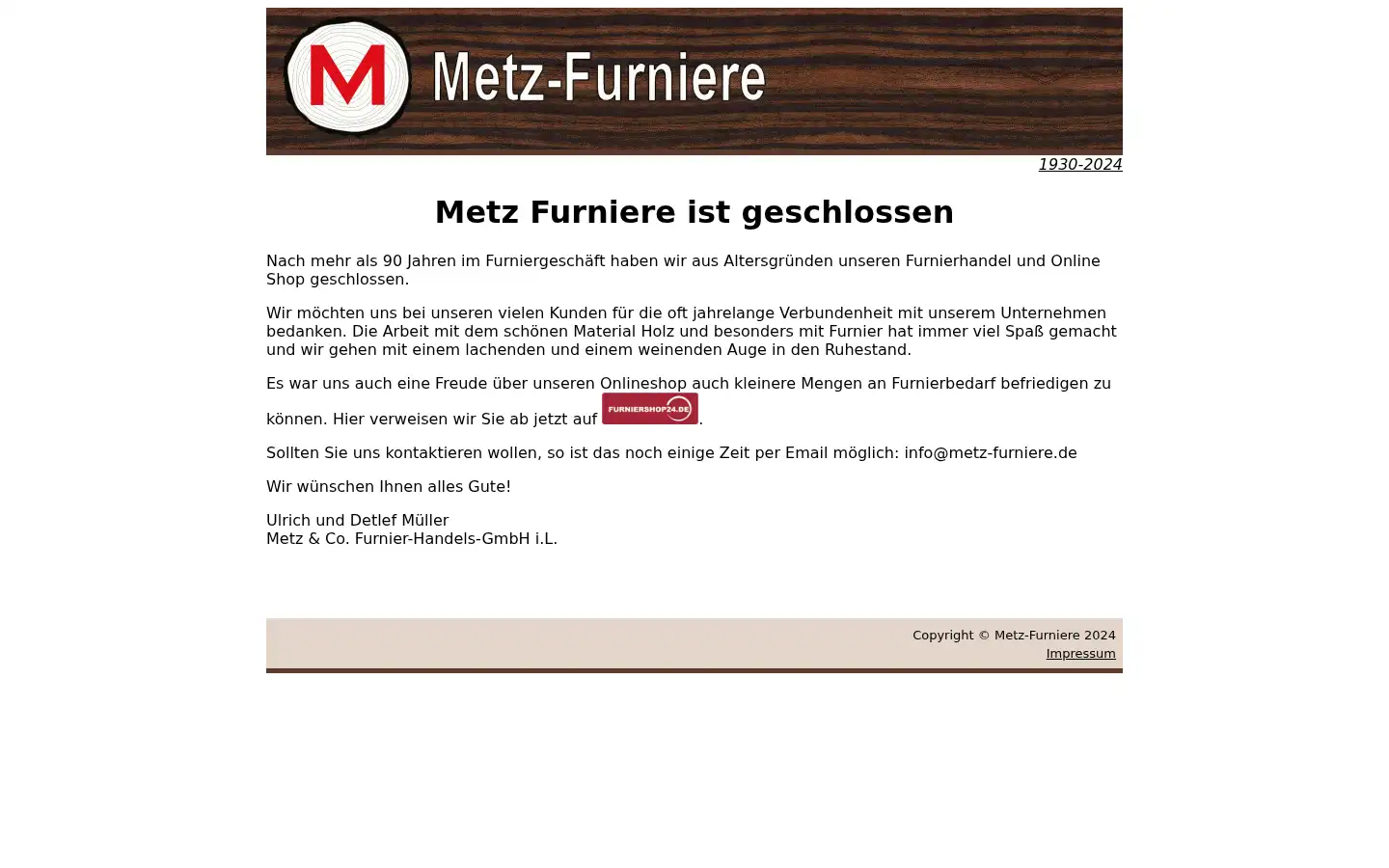Screenshot of metz-furniere.de