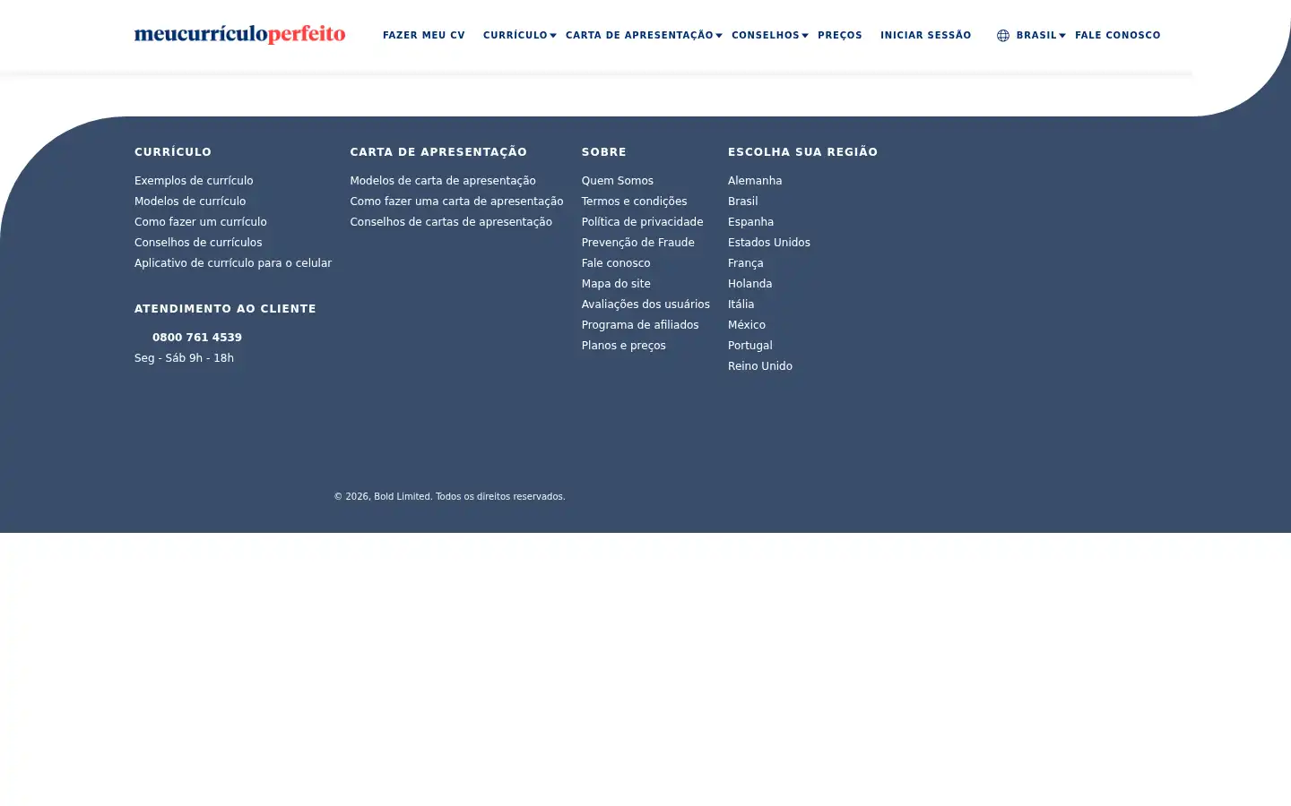 Screenshot of meucurriculoperfeito.com.br