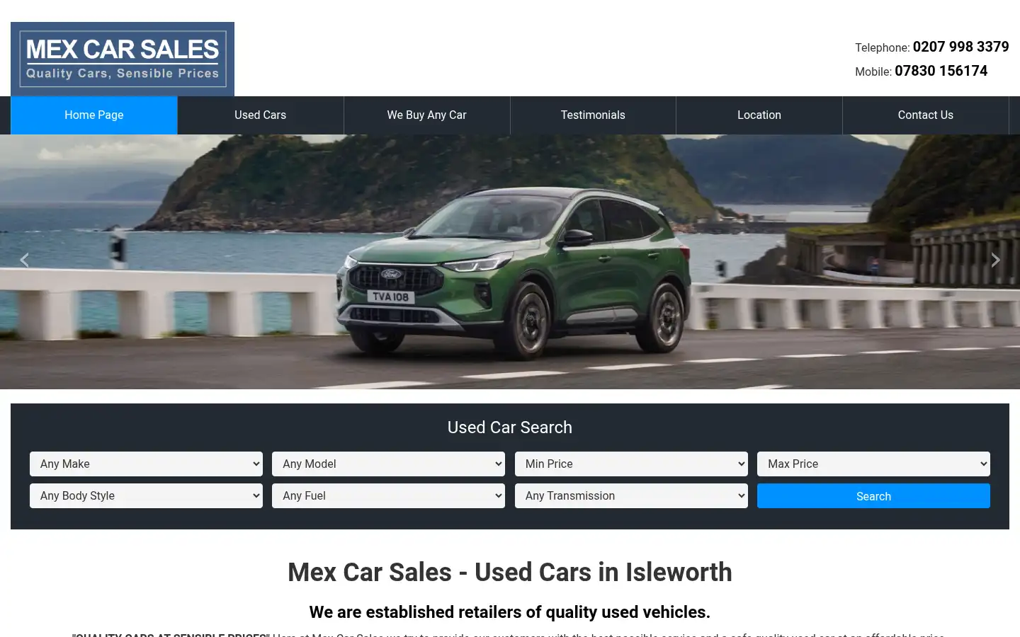 Screenshot of mexcars.co.uk