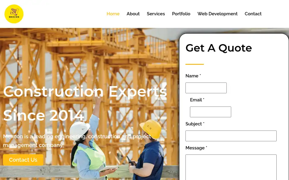 Screenshot of mexconengineering.com
