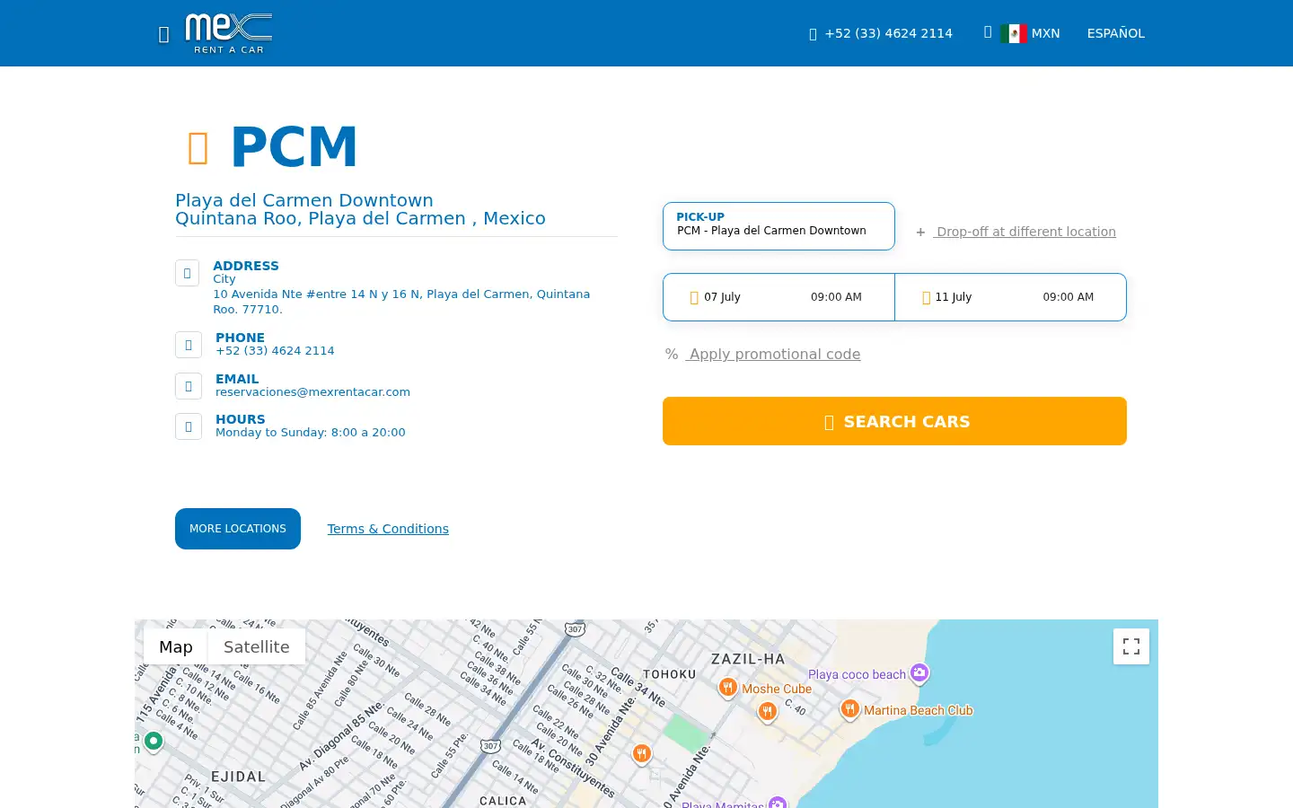 Screenshot of mexrentacar.com