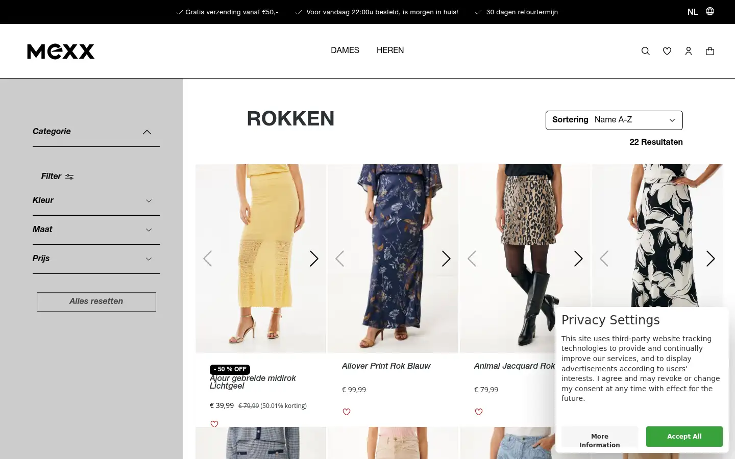 Screenshot of mexx.com