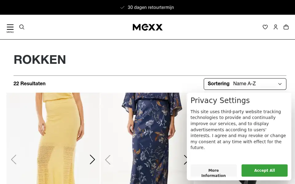 Screenshot of mexx.nl